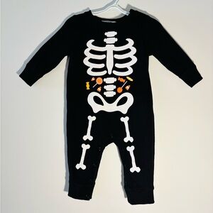 Kid’s Black Skeleton Print One-Piece